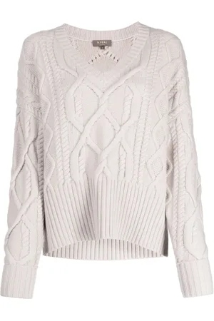 N.PEAL V-neck cable-knit jumper