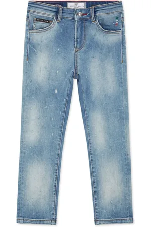 Philipp Plein Logo-appliqué cotton jeans