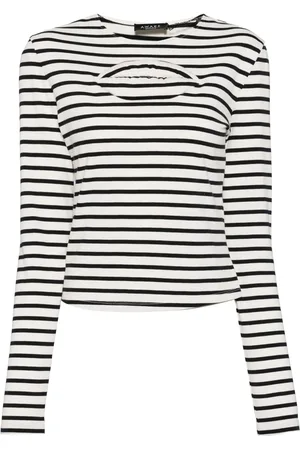 A.W.A.K.E. MODE Lip-appliqué striped top