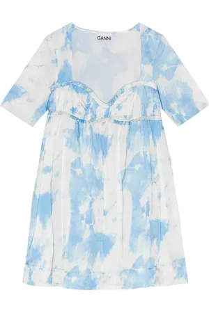 Ganni Graphic-print satin minidress