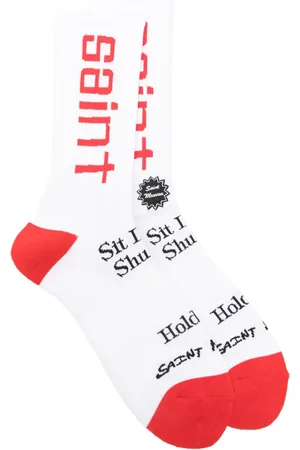 SAINT MXXXXXX Logo-intarsia socks