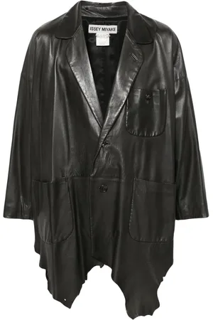 Issey Miyake Handkerchief-hem leather coat