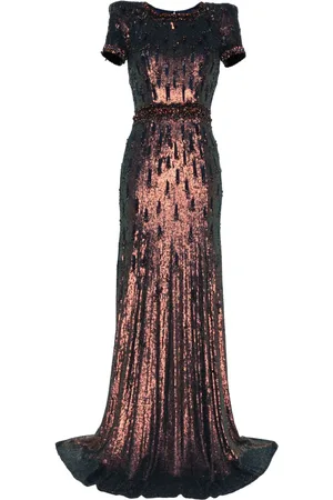 Jenny Packham Greta sequined short-sleeve gown