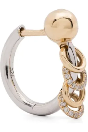 Rainbow K 14K white and yellow gold Punk diamond single earring