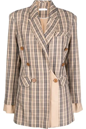 Simkhai Plaid-check double-breasted blazer