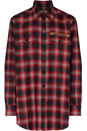 Dolce & Gabbana Logo patch plaid shirt
