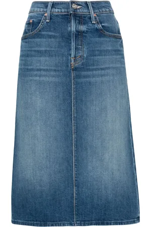 Mother High-rise denim midi skirt