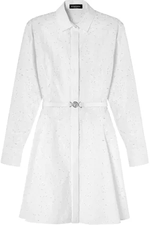 VERSACE Sangallo Barocco-embroidered cotton shirtdress