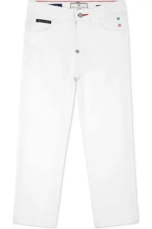 Philipp Plein Logo-embroidered cotton-blend jeans