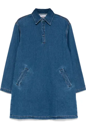 Izzue Knit panelled denim mini dress