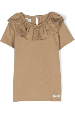 Donsje Ruffle-collar stretch-cotton T-shirt
