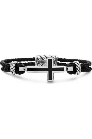 David Yurman Sterling silver Exotic Stone Cross leather bracelet (3mm)
