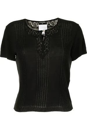 CHANEL 2002 cut-out detailing knitted blouse