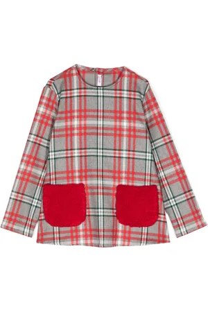 Il gufo Faux-fur-detail check pattern blouse