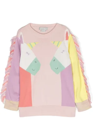 Stella McCartney Unicorn-print frayed-edge sweatshirt