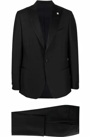 LARDINI Logo-lapel single-breasted suit