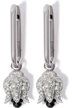 ANNOUSHKA 14kt white gold Tulips diamond drop earrings