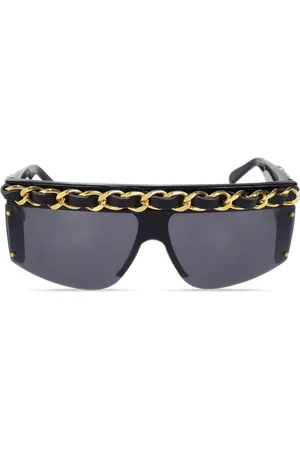 CHANEL 1990-2000s chain-link shield-frame sunglasses