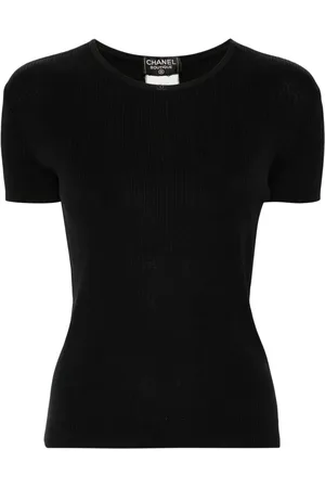 CHANEL 1990-2000 ribbed cotton T-shirt