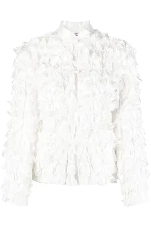 Comme des Garçons Band-collar ruffled fitted jacket