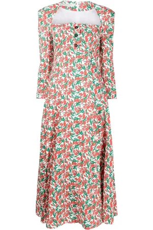 Serafini Long floral cotton dress