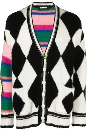 BARROW Patterned-intarsia panelled cardigan
