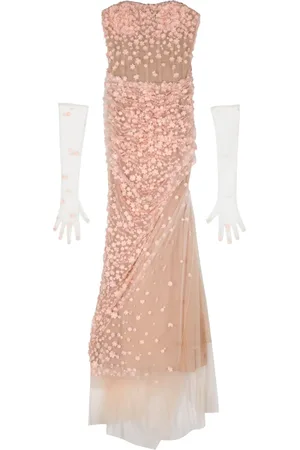 JEAN-LOUIS SABAJI Floral-appliqué long corset dress