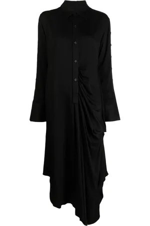 YOHJI YAMAMOTO Long-sleeve draped midi shirt dress