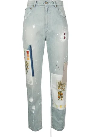 MONSE Batnical patchwork straight-leg jeans