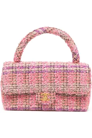 CHANEL 1995 CC Turn-lock tweed top-handle bag