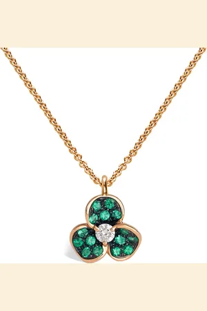 Leo Pizzo 18 rose gold Candy Flora diamond and emerald pendant necklace