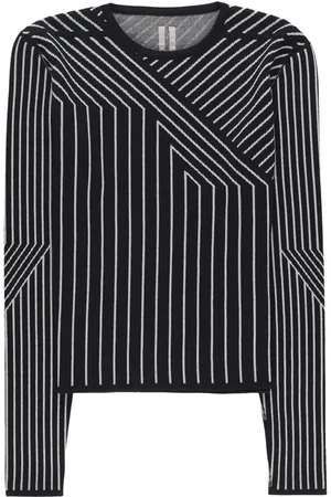 Rick Owens Geometric-pattern cropped wool sweatshirt
