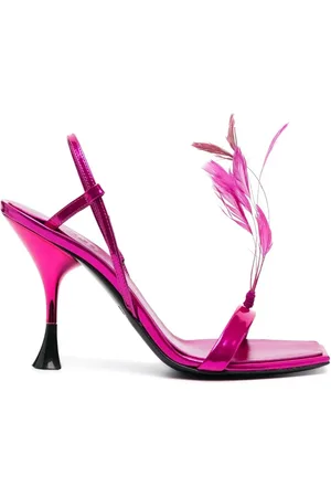 3Juin Feather-detail 110mm slingback sandals