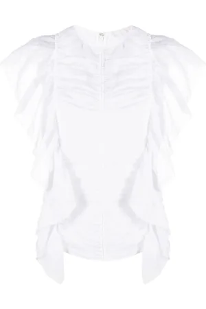 Chloé Flutter-sleeves ruffled blouse