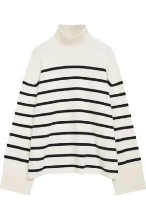 ANINE BING Horizontal stripes funnel-neck jumper
