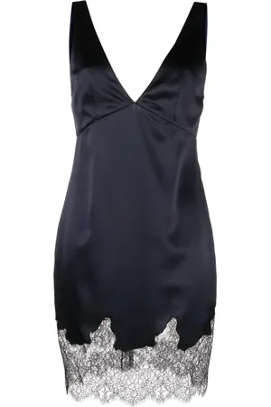Saint Laurent Lace-trim V-neck minidress