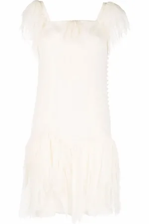 John Galliano 1990s ruffled short-sleeved silk dress