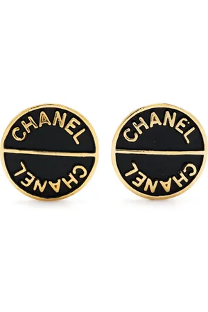 CHANEL 1990s logo-embossed clip-on earrings