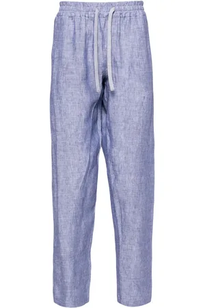 FEDELI Bonifacio striped tapered linen trousers