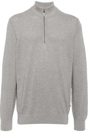 HUGO BOSS Zip-up cotton jumper