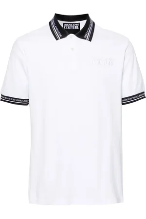 VERSACE Logo-embroidered cotton polo shirt