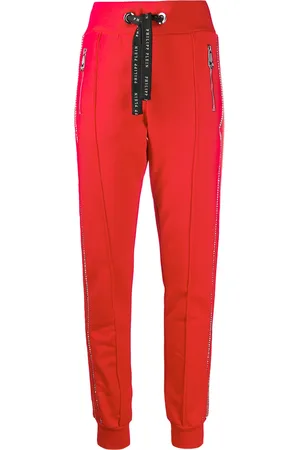 Philipp Plein Crystal-embellished strip trackpants