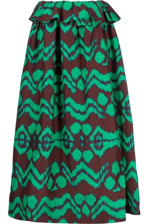 ULLA JOHNSON Graphic-prink silk skirt