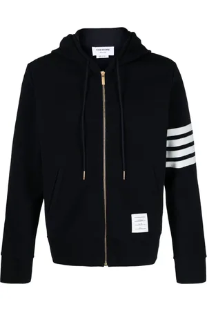 Thom Browne Logo-patch zip-up hoodie