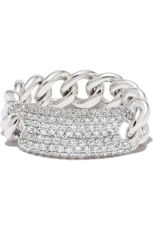 Shay 18kt white gold ID mini link diamond ring