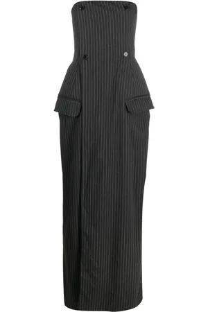 Ioana Ciolacu Pinstripe-pattern bandeau-style maxi dress