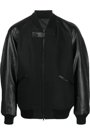 Y-3 Contrast-sleeves flannel bomber jacket