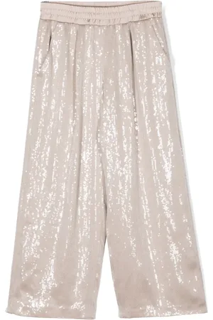 Brunello Cucinelli Sequin-embellished wide-leg trousers
