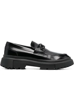 Hogan Logo-plaque leather loafers