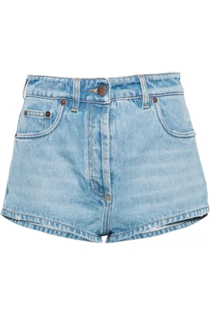 Prada Triangle-logo denim mini shorts